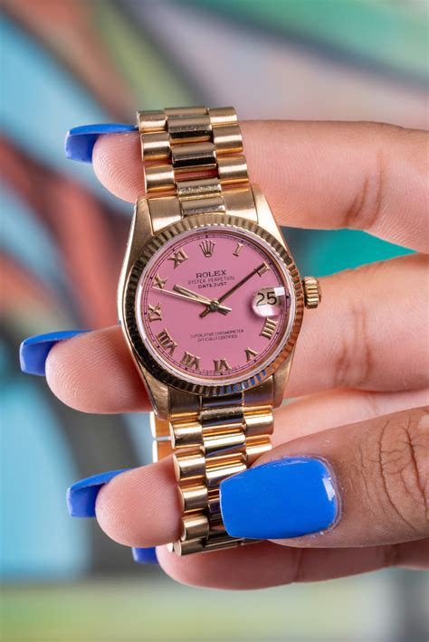 rolex pink face watch